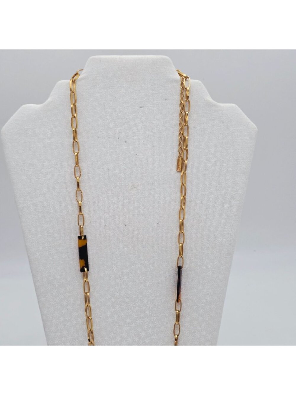 Napier Tortoise Shell & Gold-Tone Chain Link Necklace 32" Adjustable - Picture 4 of 7